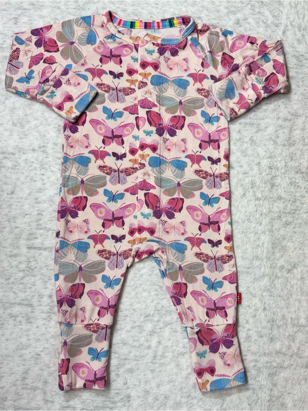 Magnetic Me Pink Butterfly Footless Sleeper 0-3M Baby Girl Modal Convertible